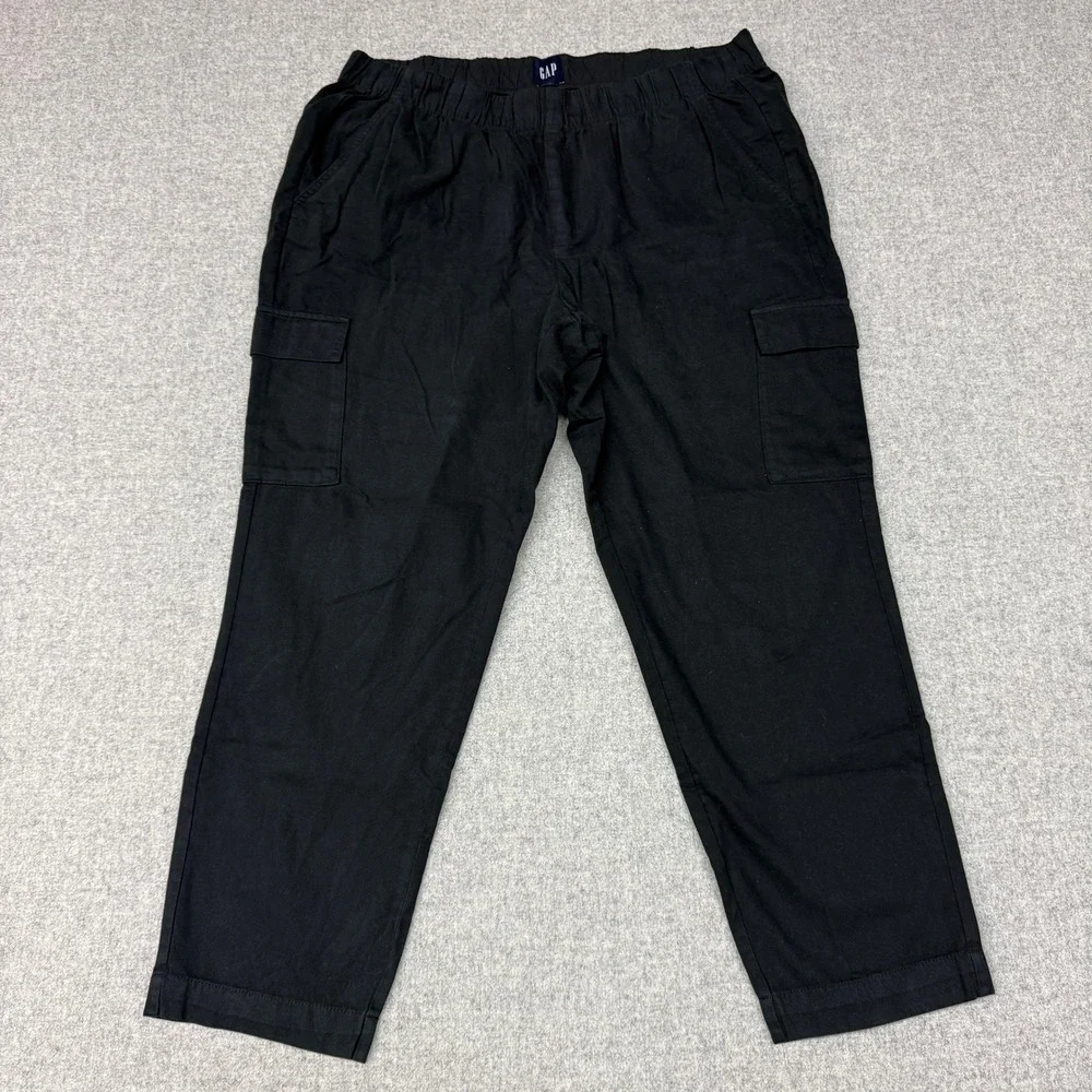 Gap | Cargo Pants | XL | Black | Elastic Waist Utility Pockets Casual Trousers